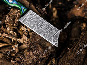 มีดเหล็กดามัสกัสลายบิดเกลียว ด้ามตรง สำหรับล่าสัตว์และตั้งแคมป์กลางแจ้ง ปรับแต่งได้ตามต้องการ รองรับ OEM/ODM ด้ามไม้ปักก้า - Product Image 5