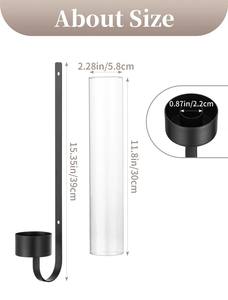 Juego de Candelabros de Pared Modernos de Metal Negro con Pantalla de Cristal Transparente, Construcción Duradera, Brillo Ambiental Suave, Ideal para Decoración del Hogar - Product Image 2