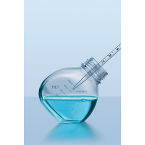 TILT <b>500ml</b> Clear <b>Glass</b> Round <b>Bottle</b> with White Screw Cap for Laboratory Use - Product Image 6