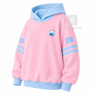 Sudadera personalizada Jack and Jill of America con logo bordado en la parte delantera, color azul cielo y rosa, manga corta, de algodón, para mujer. - Product Image 2