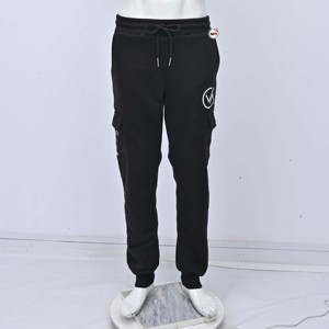 Mens Black Cotton Sweatpants <b>Elastic</b> Waist Drawstring <b>Lace</b> Casual Lightweight Printed Knitted Joggers Autumn Custom Logo - Product Image 1