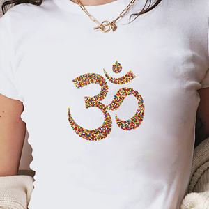 Symbole Om avec des cercles t-shirt court mode femme - Product Image 4