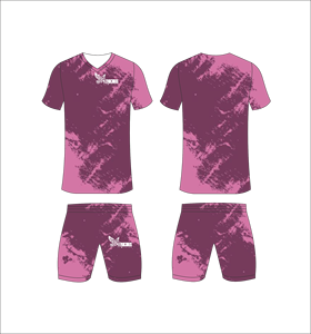 Conjunto de Uniforme de Fútbol Sublimado Personalizado, Color Rosa Rojo Oscuro, Patrón Abstracto, Transpirable, de Secado Rápido, para Hombres, Jóvenes y Niños - Product Image 1