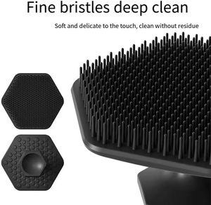 Cepillo de Limpieza Facial de Silicona con Cerdas Suaves, Diseño Hexagonal Negro, Herramienta de Cuidado Personal - Product Image 3