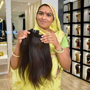 Cabello virgen alineado con cutícula 100%, venta al por mayor, cabello natural sin enredos, mechones rectos negros, extensiones de cabello humano indio - Product Image 6