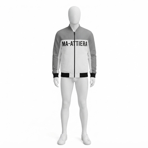 Chaqueta Bomber Gris y Blanca para Hombre, con Bloques de Color, Cierre de Cremallera, Estilo Casual Urbano, Chaqueta de Moda, Personalizada OEM ODM, Venta al Por Mayor - Product Image 3