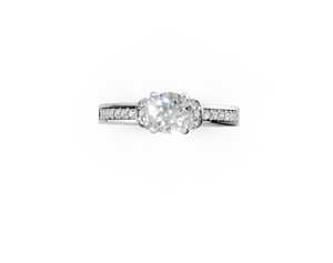 Anillo de Compromiso Clásico de Lujo para Mujer con Moissanita, Corte Brillante, Engaste Pavé, Plata Plateada con Baño de Platino, Anillo de Boda con Engaste de Garras - Product Image 4