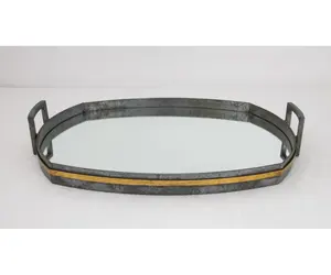 Bandeja Decorativa Metálica Hecha a Mano, Horizontal, Interiores Elegantes, Acabado Dorado Antiguo de Lujo, Estilo Real, Diseño Zen Asiático - Product Image 4