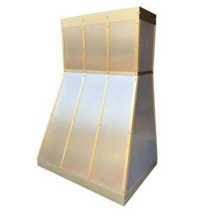 Hotte de cuisine personnalisée en métal faite à la main avec bande en laiton, hotte de cheminée ventilée pour cuisine - Product Image 3