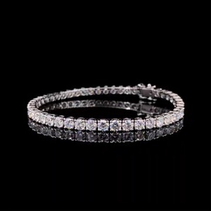 Pulsera de tenis de lujo de oro blanco de 14K con diamantes cultivados en laboratorio de corte brillante, claridad VVS2, color F, certificado IGI, unisex, en tendencia - Product Image 1