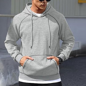 Custom Men Hoodie Light Grey Cotton Fleece Pullover Streetwear Plain Blank Sportswear Sialkot Factory Direct Premium Quality OEM - Product Image 3