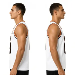 Maillot de basketball sublimé imprimé, col en V, sans manches, athlétique, anti-humidité, 100 % polyester, respirant, séchage rapide - Product Image 6