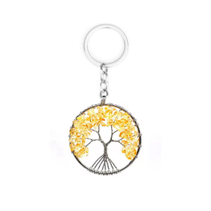 Llavero de Citrino Natural Árbol de la Vida, Colgante de Cristal, Amuleto de Gema para Bolso, Regalo Espiritual - Product Image 1