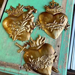 Ornement suspendu vintage en métal Cœur Sacré, fait main, décoration de festival, pendentif personnalisé pour sapin de Noël, décoration intérieure - Product Image 5
