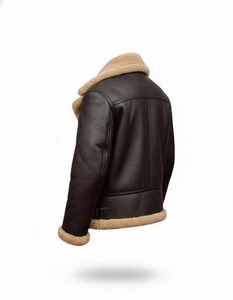 Veste en cuir véritable pour homme Champ King avec doublure en fausse fourrure coupe-vent style motard - Product Image 3