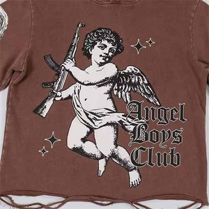 Sweat-shirt à capuche gothique Angel Boys Club pour homme, coupe oversize, imprimé, en coton, motif ailes brunes - Product Image 5