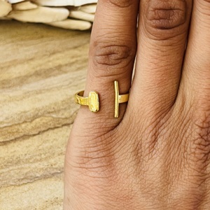 Unique Design Minimalist Geometric Bar <b>Ring</b> Brass 18k Gold Plated <b>Statement</b> <b>Ring</b> Modern Fashionable <b>Ring</b> Dainty Wholesale <b>Ring</b> - Product Image 2