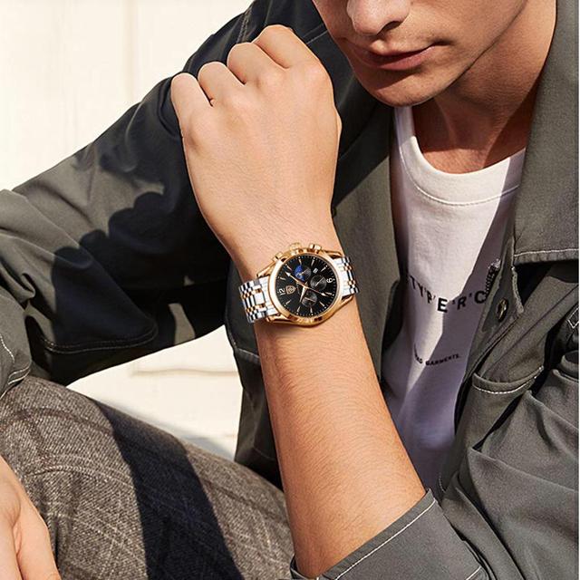 Poedagar 829 Sport Men Watch Chronograph Quartz Stainless Steel Waterproof Luminous Fashion Wristwatch OEM ODM Customized