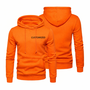 Custom <b>orange</b> <b>men</b> plain polyester knitted <b>hoodie</b> breathable Logo <b>Hoodie</b> Pullover <b>hoodie</b> Unisex Fleece Fashion Apparel streetwear - Product Image 1