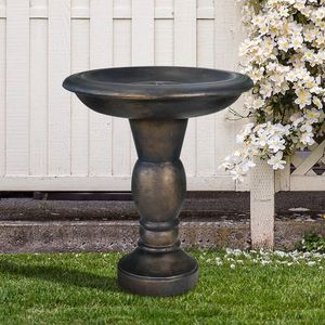 Bain d'oiseaux en béton renforcé de fibres de verre de 22 pouces pour l'observation des oiseaux dans la cour - Product Image 3