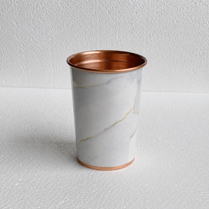 Verre à eau artisanal en cuivre pur imprimé marbre, Tasse de luxe en cuivre pour boisson, Tasse ayurvédique, Vaisselle de cuisine, Vente en gros, Cadeau - Product Image 2