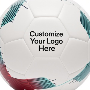 Ballon de football personnalisable blanc avec rayures rouges et vertes, durable, léger, 0,5 kg, en PU, pour l'entraînement - Product Image 3