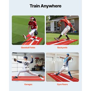 Tappeto in gomma per lancio di softball e baseball 10x3 piedi, anti-sbiadimento, con supporto in schiuma antiscivolo, ausilio portatile per l'allenamento F - Product Image 6