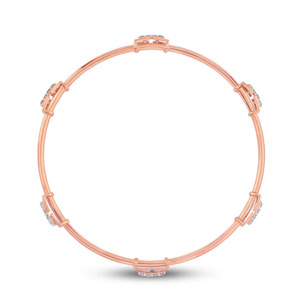 Interlocking Double-Circle Loop Diamond Link <b>Bangle</b> <b>Bracelet</b> - Product Image 4