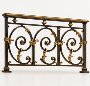 Circular Scroll Bronze Railing Balustrade <b>Handrail</b> for Luxury Hotels Villas Staircases and Decorative Architectural Interiors - Product Image 2