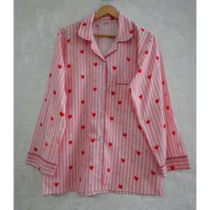 Ensemble de pyjama en coton imprimé à la main pour femmes, vêtements de nuit légers, ensemble de pyjama pour un sommeil confortable et pour se détendre - Product Image 2