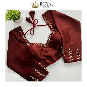 Nueva Colección de Diseñador de Ropa Tradicional India, Blusa Kimora de Seda con Bordado Dorado a Mano, Blusa con Cuello en V para Fiestas - Product Image 5