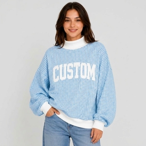 Sudadera Oversize de Cuello Alto para Mujer, Mezcla de Algodón, Hombros Caídos, Manga Larga, Ajuste Relajado, Ropa Casual, Fabricante Mayorista - Product Image 1