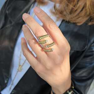Textured Statement <b>Rings</b> Bypass Shank 14K 18K Solid <b>Gold</b> Lab Grown Diamond Luxury <b>Cocktail</b> Party Wear Jewelry Ribbed Cross <b>Rings</b> - Product Image 6
