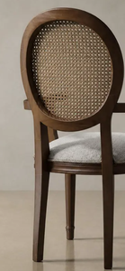 Fauteuil de salon design en bois massif, dossier ovale élégant en rotin, assise ergonomique rembourrée blanche pour la décoration intérieure - Product Image 6