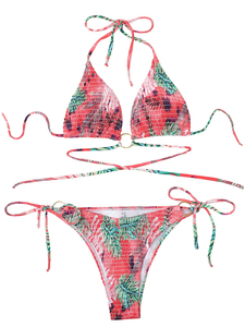 Women's <b>Sexy</b> Two-Piece <b>Bikini</b> <b>Set</b> with Pattern Front Logo Quick Dry Windproof Reversible Beachwear Swimwear - Product Image 1