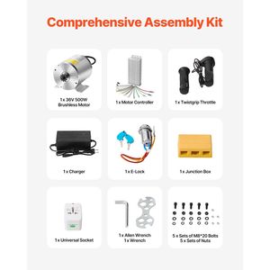 Kit de Motor Eléctrico sin Escobillas de 500W, 36V, 3000rpm, Controlador de Velocidad, Kit de Empuñadura de Acelerador Mejorado para Go Karts y Bicicletas Eléctricas - Product Image 5