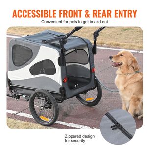 Remorque de vélo pour chien 2-en-1 avec support 100 lb, poussette et porte-animaux pliable facilement avec cadre à dégagement rapide - Product Image 5