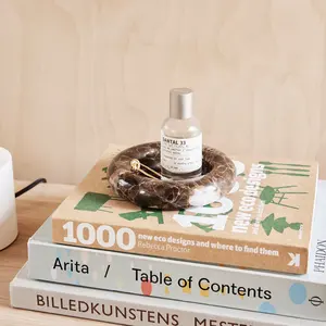 Plateau en marbre brun Pietra en forme de donut, plateau de service décoratif en pierre naturelle, décoration de luxe pour la maison - Product Image 4