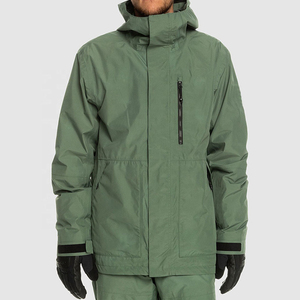 Men's <b>Green</b> Hooded Waterproof <b>Ski</b> <b>Jacket</b> With Zipper Closure Sporty Winter Outdoor Wear - Product Image 1