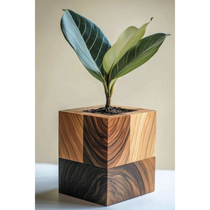 Maceta Mini de Madera de Nogal Sólido Hecha a Mano, Diseño Geométrico Creativo, para Jardín Interior y Decoración de Escritorio de Oficina, Mejor Precio - Product Image 6