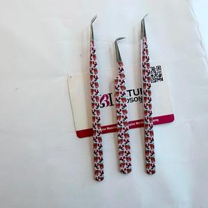 Melon Pattern Eyelash Tweezers Stainless Steel Precision Tip 45/90 Degree Coated Design for <b>Lash</b> Extensions - Product Image 4
