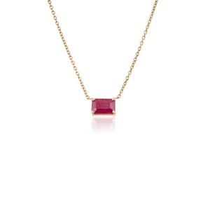 Collier pendentif en or jaune 18 carats avec pierre unique de rubis véritable, de qualité supérieure, délicat et élégant, idéal comme cadeau pour petite amie. - Product Image 3