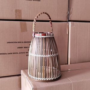 Rattan <b>Lantern</b> Decorative Handwoven <b>Bamboo</b> Natural Color Cheap Wholesale Bohemian Style Candle Holder For Home Restaurants & Hot - Product Image 4