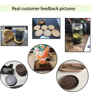 Natural Wooden Coaster <b>Set</b> with Holder Round Tea Coffee Cup Coasters Wooden Table Decor Accessories Gift <b>Set</b> Premium - Product Image 2