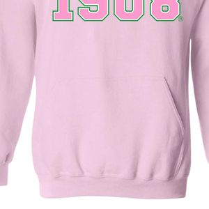 Sudadera con Capucha AKA Light Pink 1908 Crest, Gráfico de Escudo Verde y Rosa, Sudadera de Forro Polar Unisex, Ropa de Hermandad Griega, OEM ODM - Product Image 2