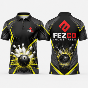 เสื้อโปโลโบว์ลิ่งแบบซิปสีดำสไตล์วินเทจสำหรับผู้ชาย โพลีเอสเตอร์คุณภาพสูง ออกแบบเองได้ตามสั่ง ขายส่ง - Product Image 1