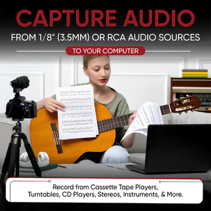 Audio to USB 2.0 Capture & Live Streaming Device, Record from 3.5mm Aux or RCA, USB-C Interface, Plug & Play for PC - Product Image 4