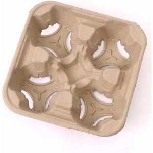 Plateau porte-gobelets jetable en pulpe moulée robuste pour 4 tasses, idéal pour les restaurants, les hôtels et la livraison à emporter - Product Image 4
