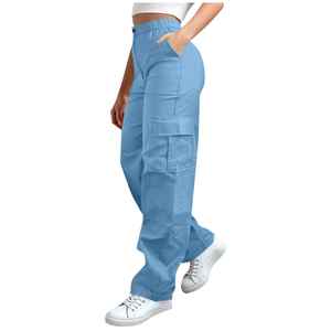 Women Mid <b>Waist</b> Cargo <b>Jeans</b> Loose Fit Cargo Pants XL Size Multi Pocket Three-Dimensional Pocket Casual Streetwear Trousers - Product Image 3