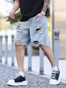 New Style Streetwear 2026 Custom Jeans <b>Men's</b> Clothing Fashion Ripped <b>Patch</b> <b>Men</b> Pants Straight Denim Jean <b>Shorts</b> <b>Men</b> Wholesale - Product Image 3